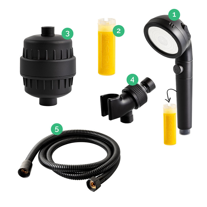 Swart Ecopower -stortkop met harde waterfiltrasiekit