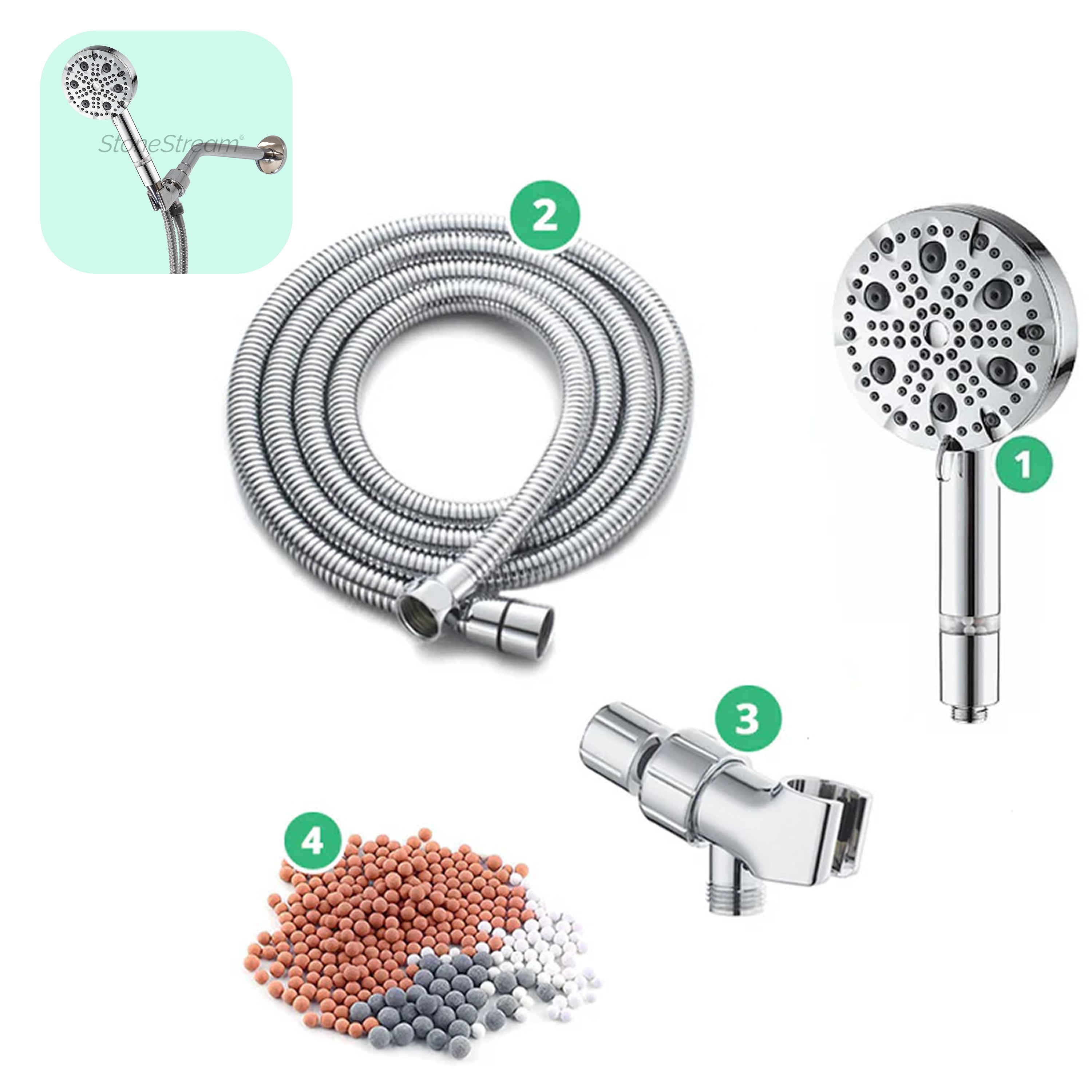 Ecolux 4-in-1 chroom muuradapter met 9-modus vlekvrye staal