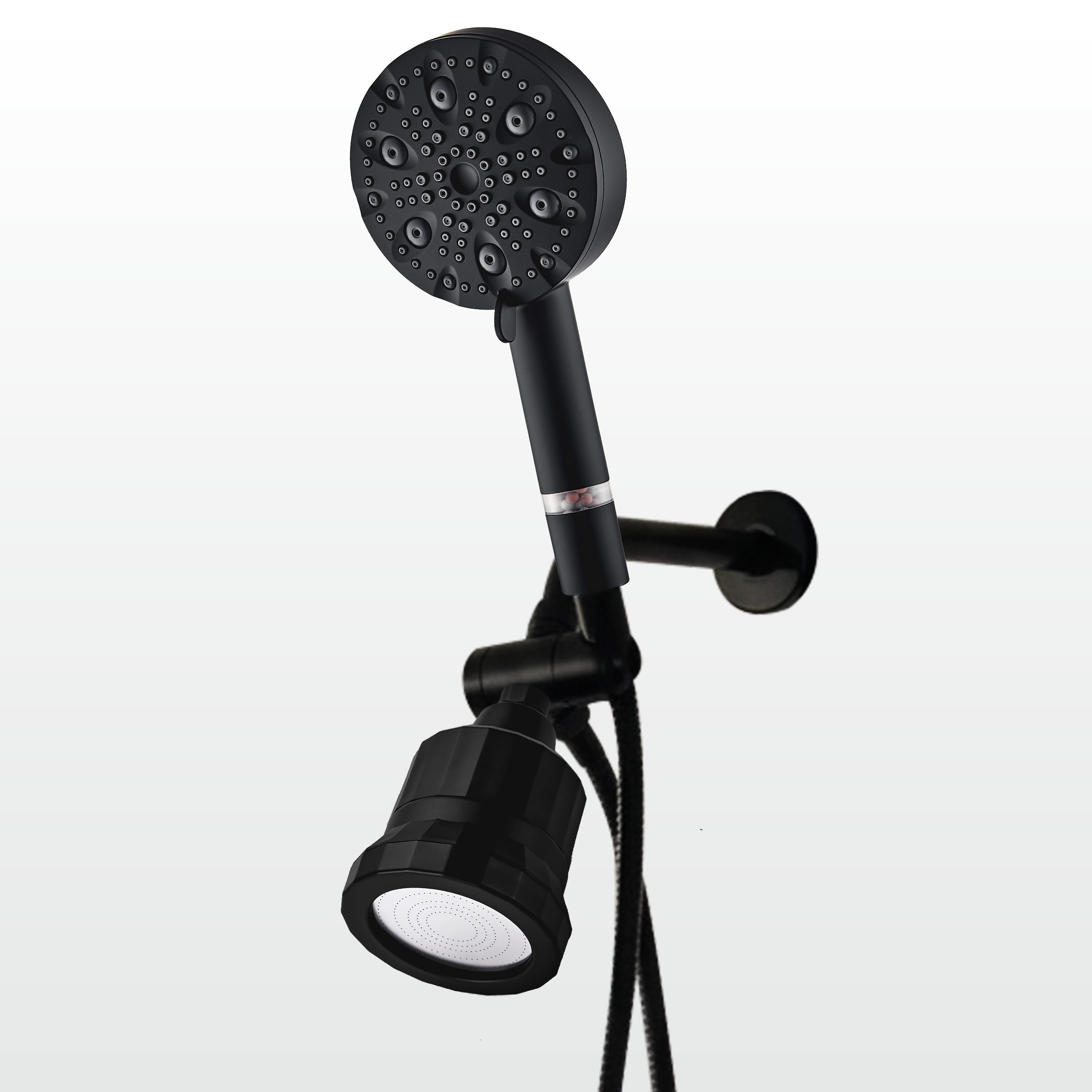 9-Mode Luxury Handheld & Wall Combo Shower Head with Filtration Kit - Black
