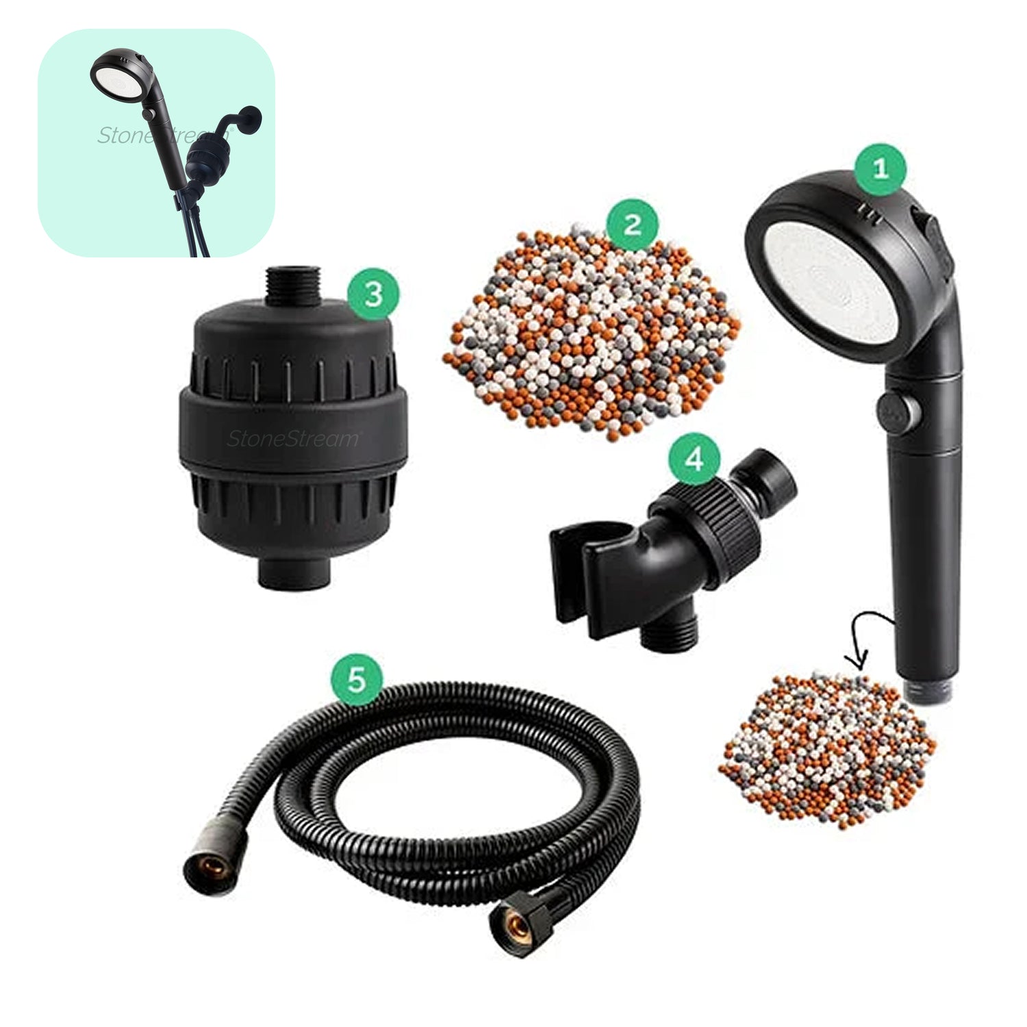Black Ecopower Shower Head