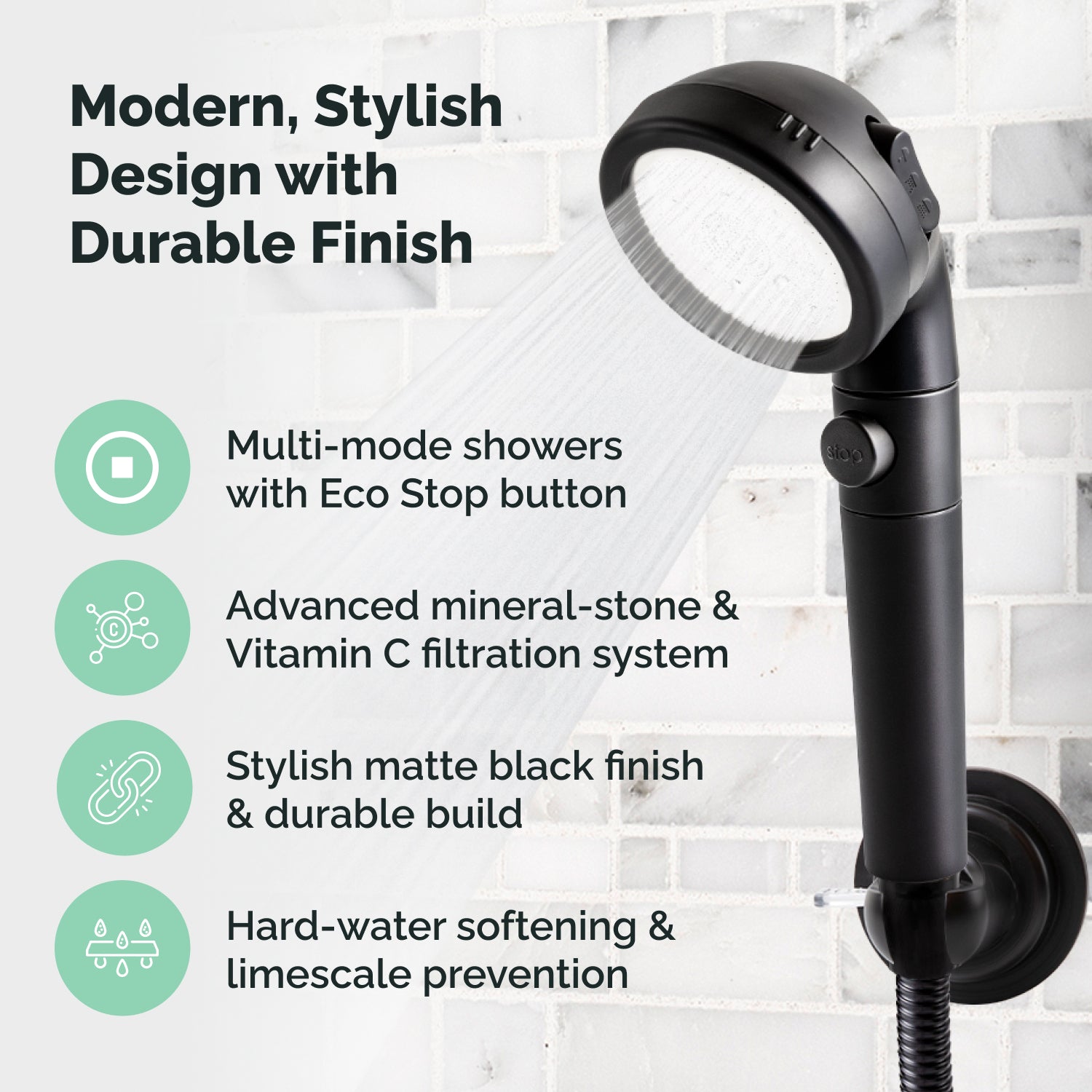 EcoPower 4-in-1 vitamien C swart stortkopstel