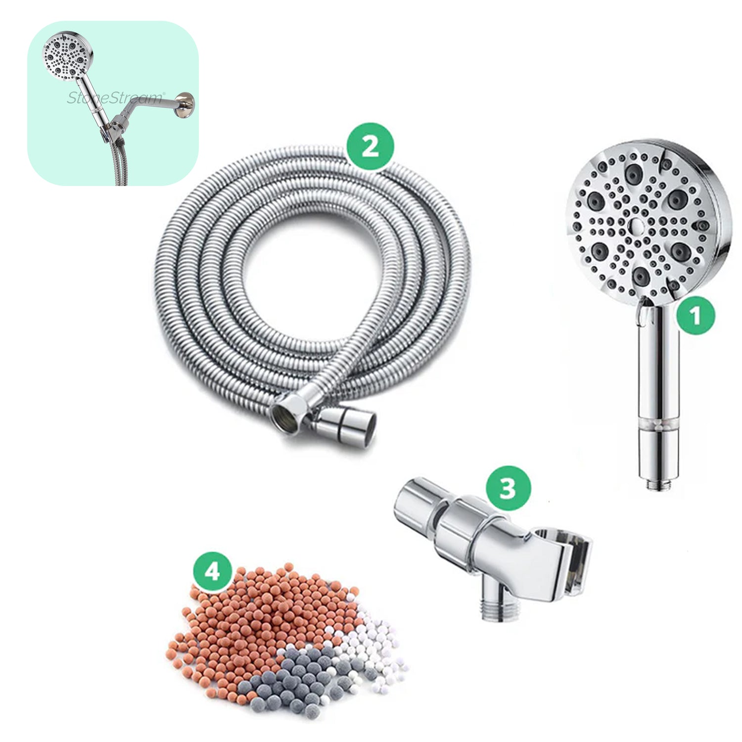 Ecolux 4-in-1 chroom muuradapter met 9-modus vlekvrye staal