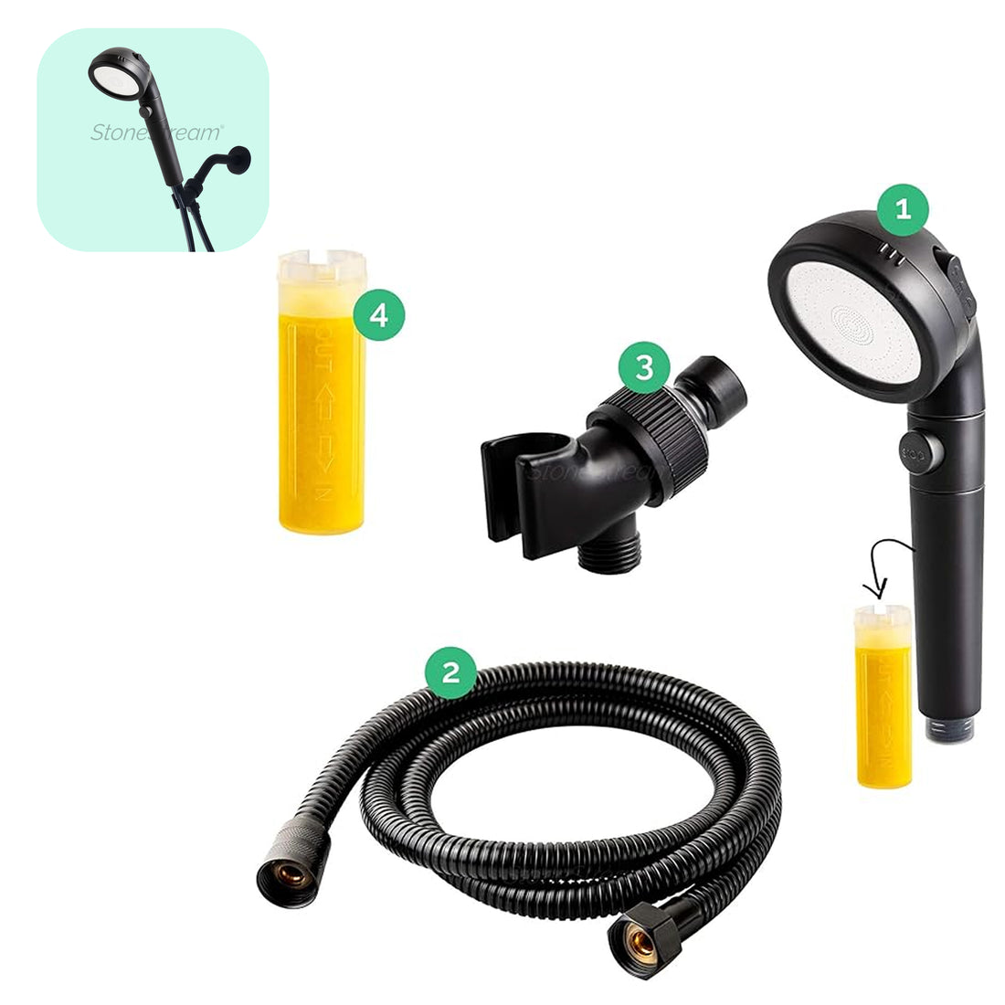 EcoPower 4-in-1 vitamien C swart stortkopstel
