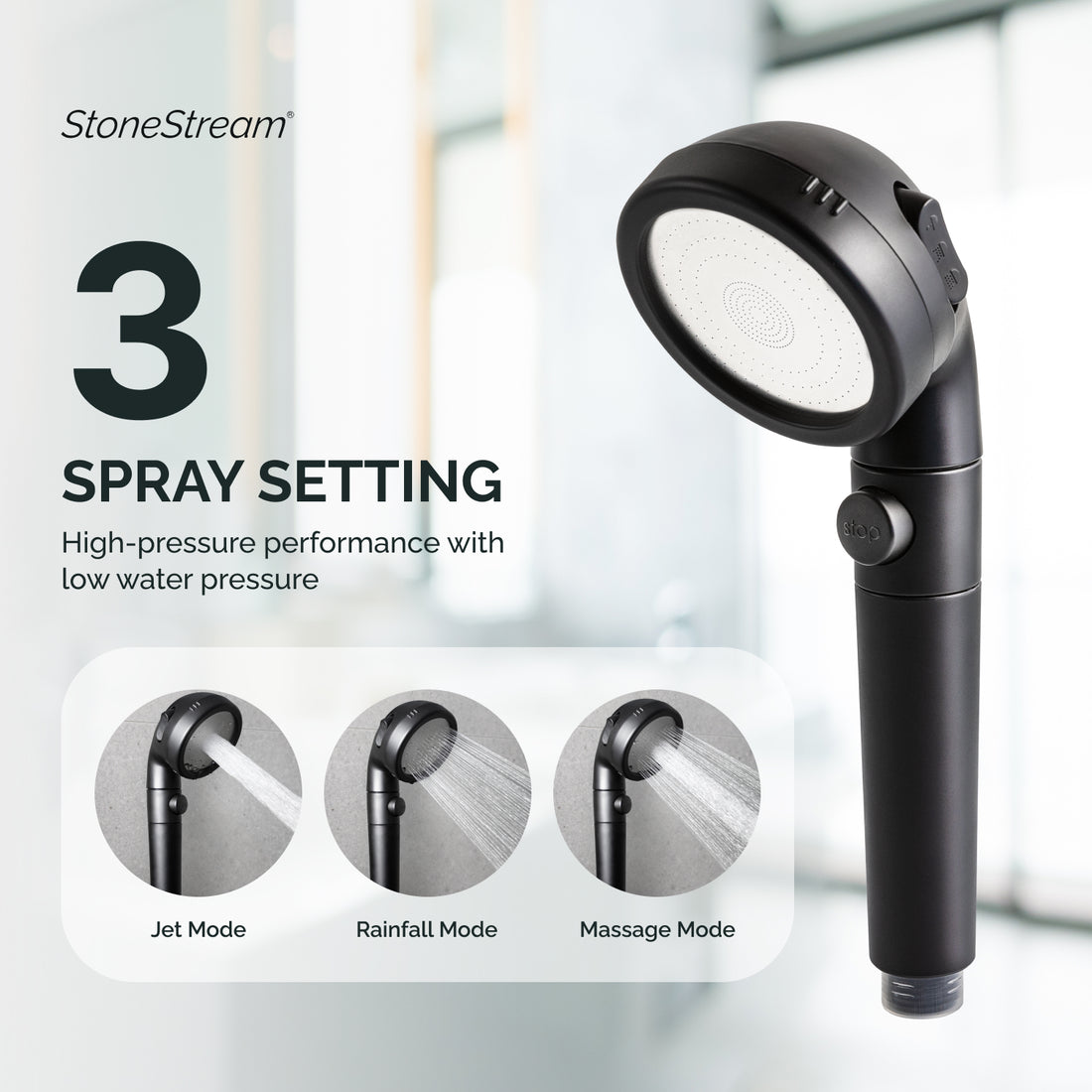 Black Vitamin C Shower Head