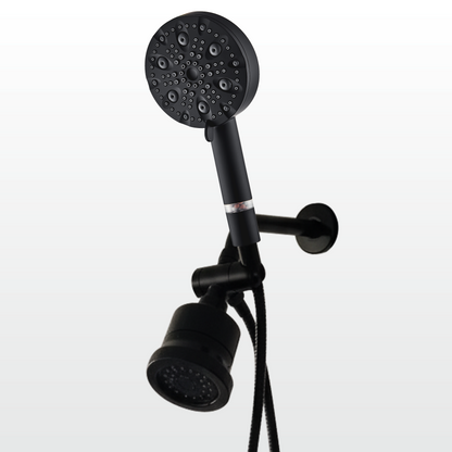 9-Mode Luxury Handheld &amp; Wall Combo Shower Head with Filtration Kit - Black